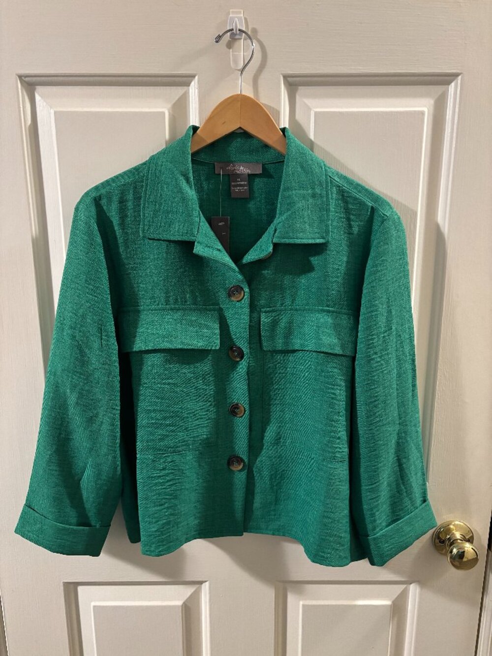 Olivia & Martin Women's Rich Green Textured Button-Down Jacket - XL - NWT